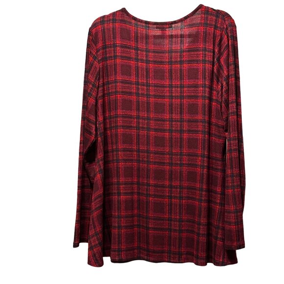 Lane Bryant size 18/20 super soft red plaid scoop neck long sleeve tunic top - Picture 3 of 8